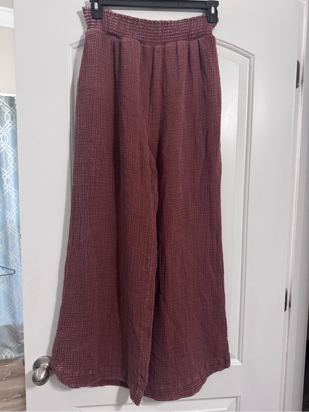 Easel Wide Leg Gauze Pants in Dusty Rose - Picture 1 of 5